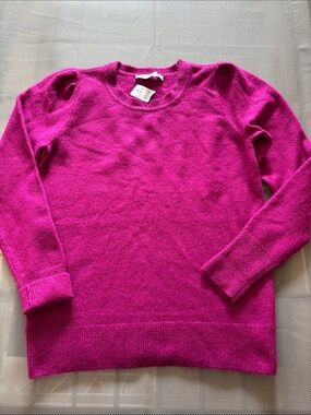 LOFT Fuchsia Crewneck Sweater sz M puffed sleeve NWT